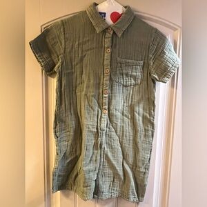 Girls size 12 Boutique, Poppet and Fox, Green Button-Up Short Linen Romper